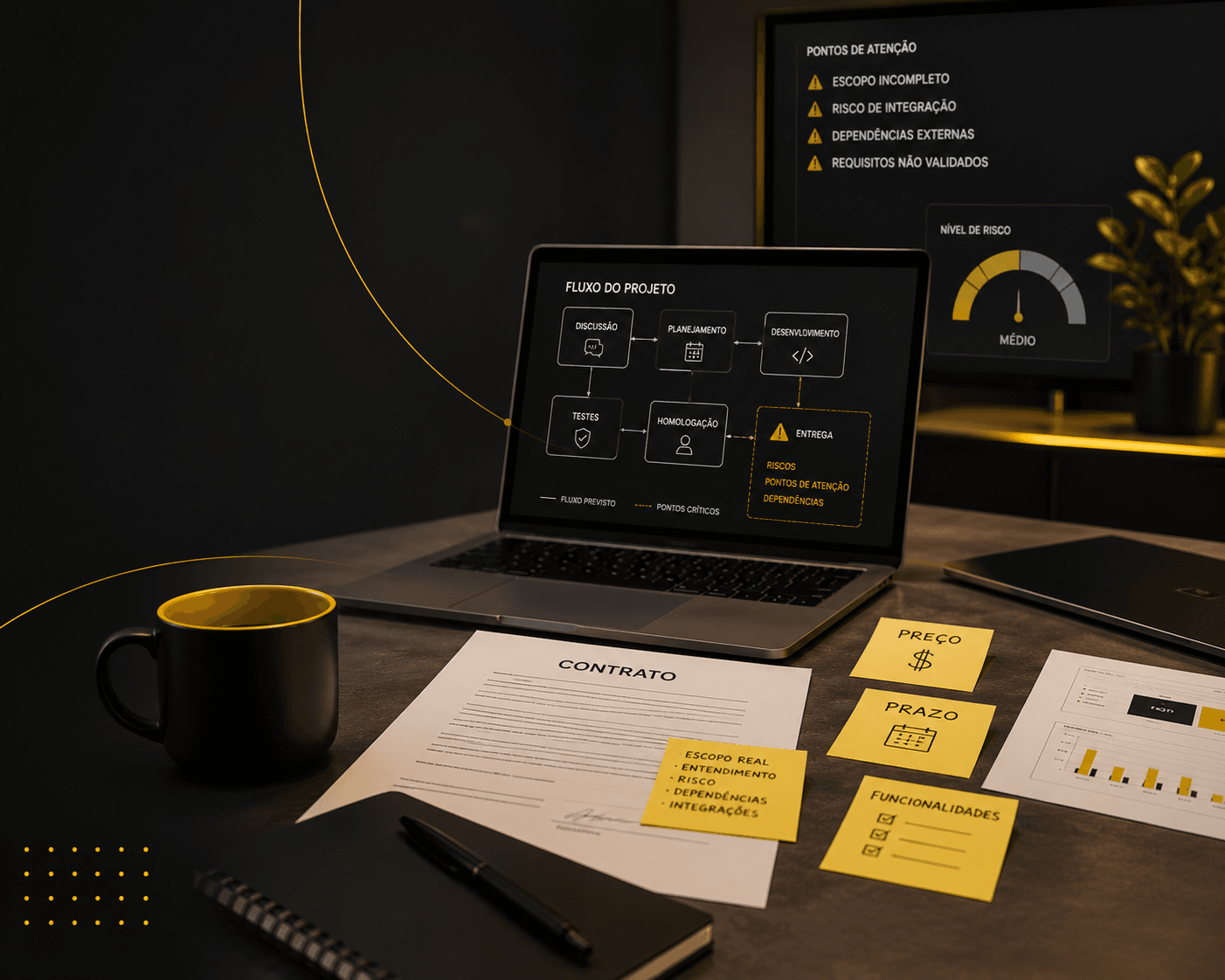 Análise de riscos antes da contratação de uma empresa de desenvolvimento de software.